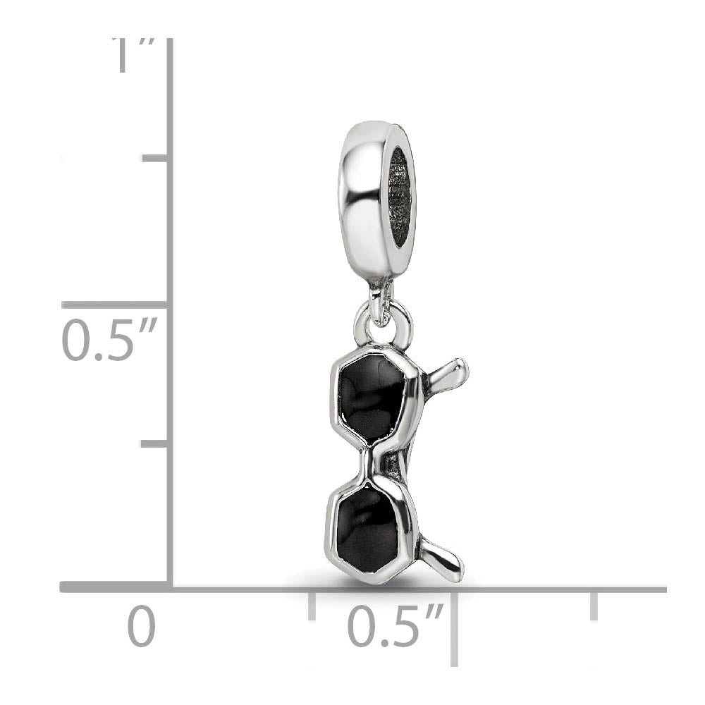 Alternate view of the Sterling Silver & Black Enamel Sunglasses Dangle Bead Charm by The Black Bow Jewelry Co.