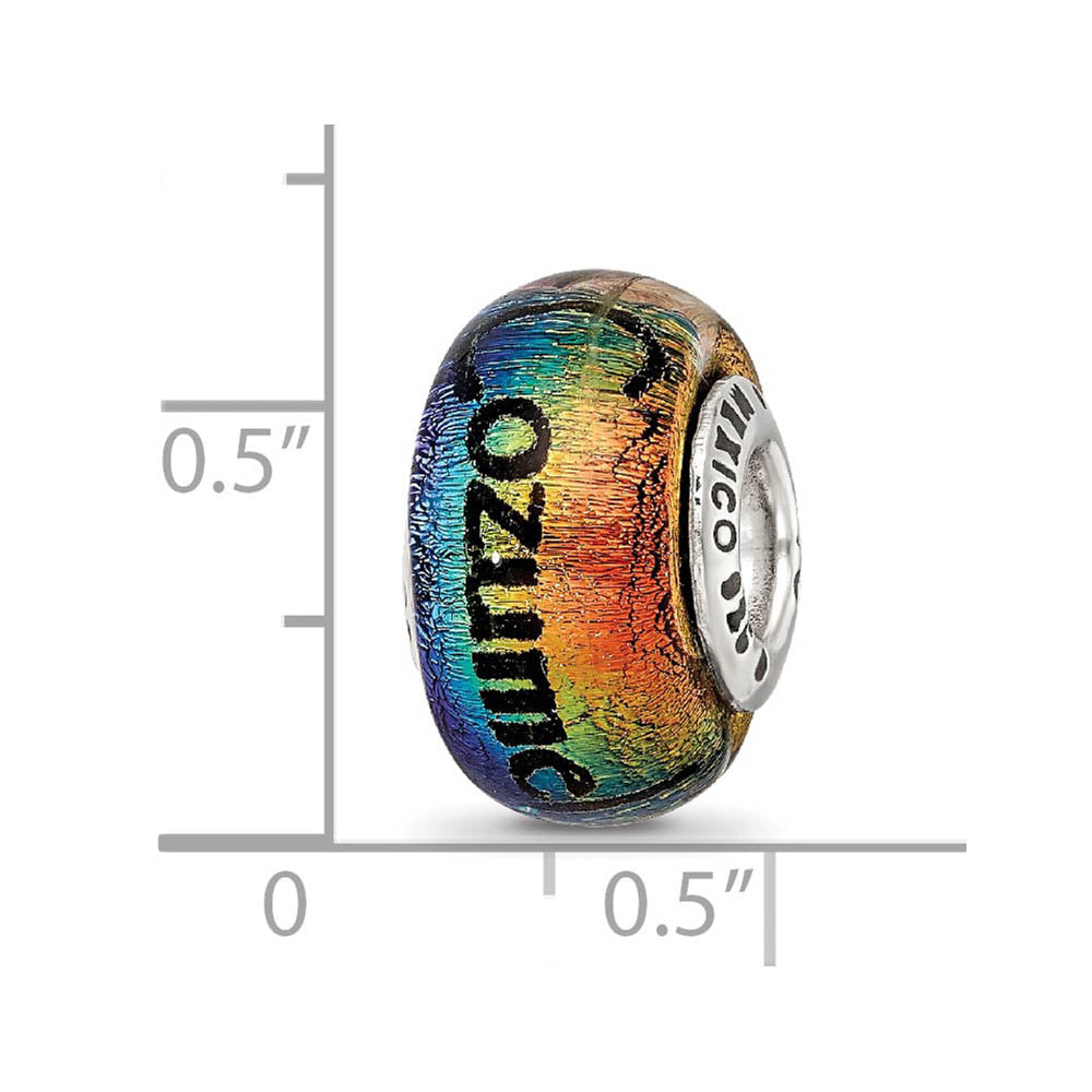 Alternate view of the Orange Dichroic Glass & Sterling Silver Cozumel & Palm Tree Bead Charm by The Black Bow Jewelry Co.