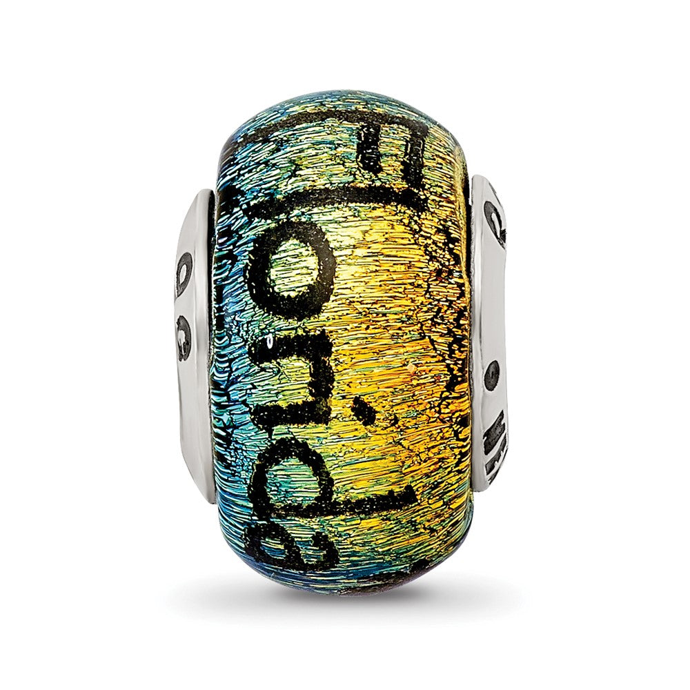 Alternate view of the Florida &amp; Palm Trees Dichroic Glass &amp; Sterling Silver Bead Charm by The Black Bow Jewelry Co.