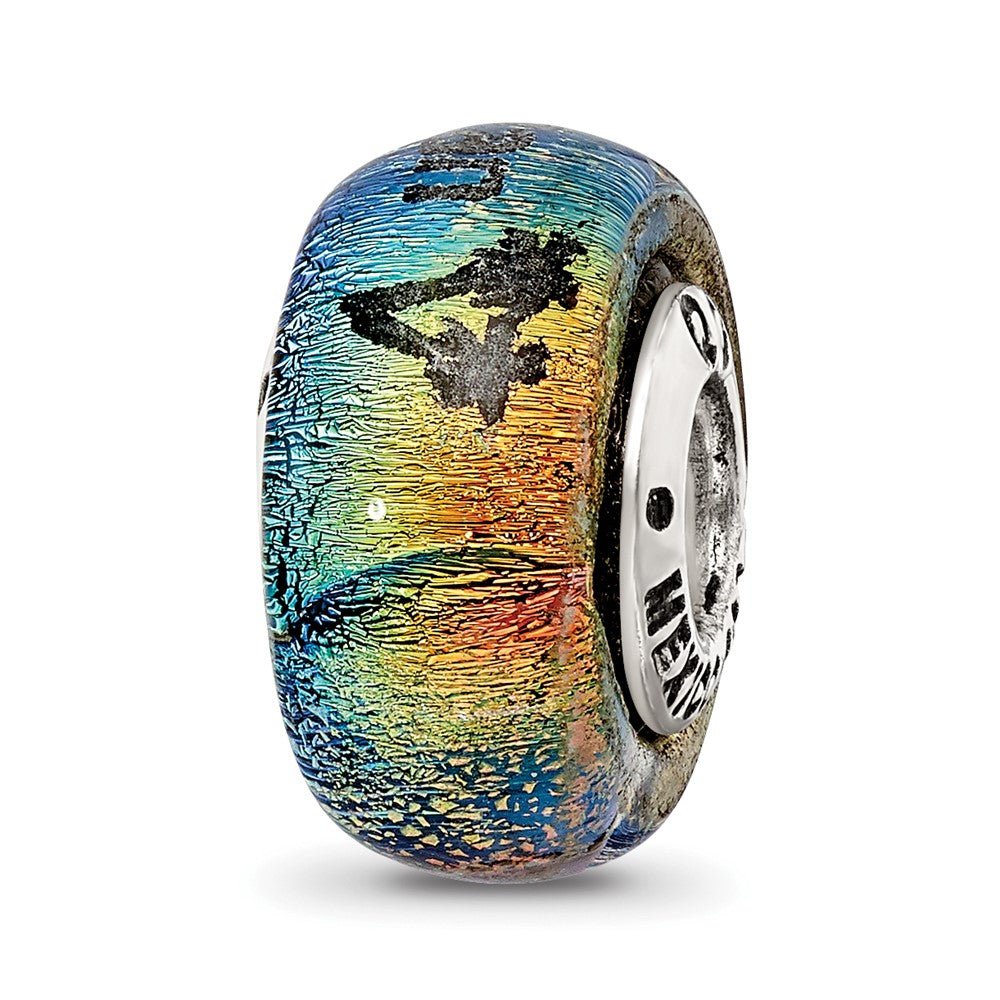 Alternate view of the Orange Dichroic Glass &amp; Sterling Silver Caribbean Palm Tree Bead Charm by The Black Bow Jewelry Co.