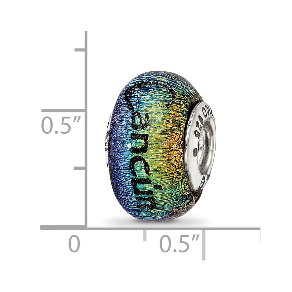 Alternate view of the Cancun & Palm Trees Orange Dichroic Glass & Sterling Silver Bead Charm by The Black Bow Jewelry Co.