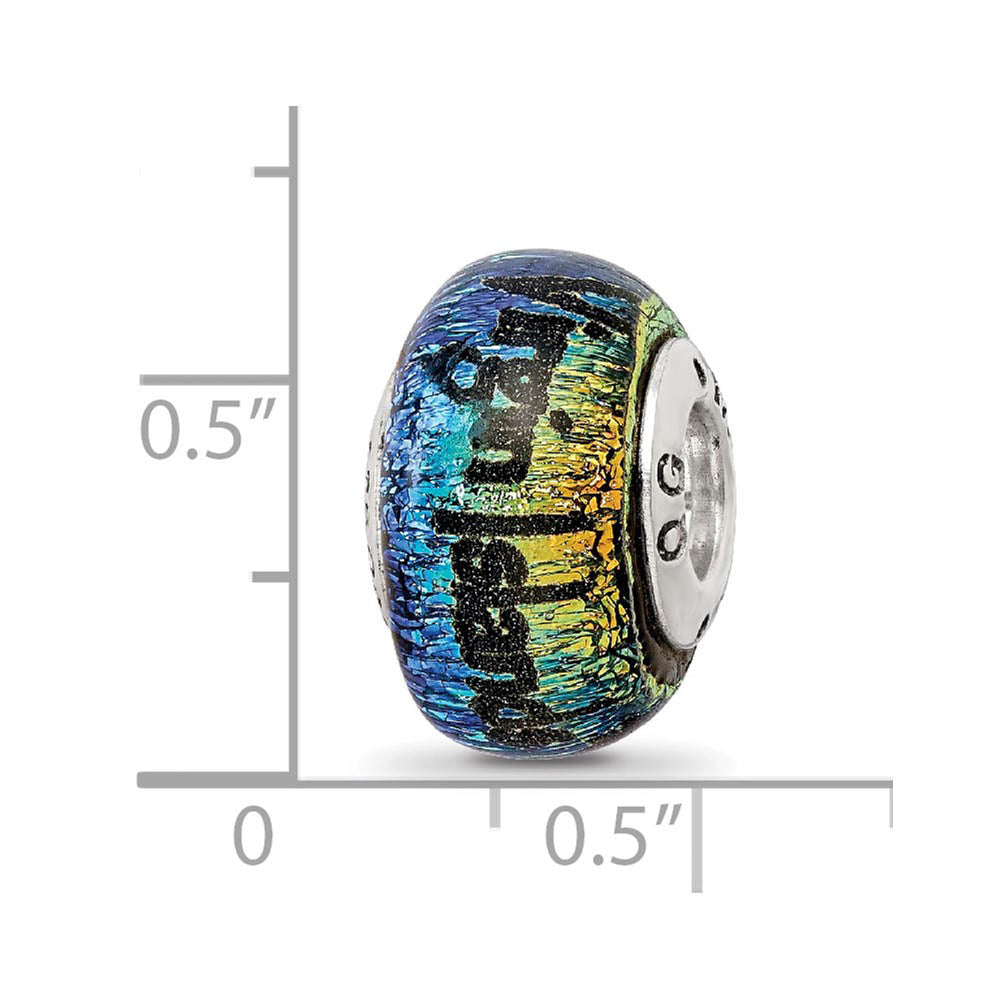 Alternate view of the Virgin Islands & Palm Tree Dichroic Glass & Sterling Silver Bead Charm by The Black Bow Jewelry Co.