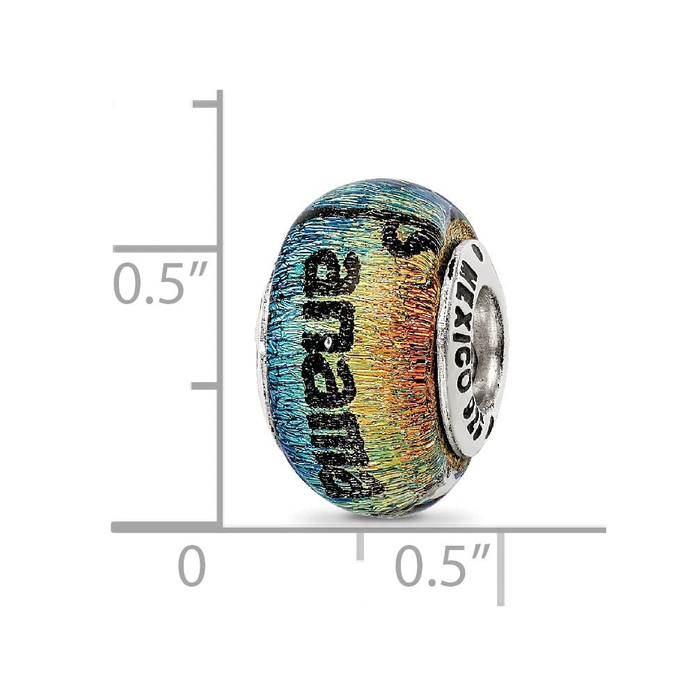 Alternate view of the Orange Dichroic Glass Sterling Silver Panama City Palm Tree Bead Charm by The Black Bow Jewelry Co.