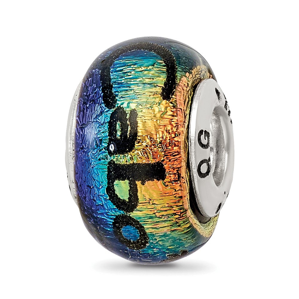 Cabo &amp; Palm Trees Dichroic Glass &amp; Sterling Silver Bead Charm, Item B12403 by The Black Bow Jewelry Co.