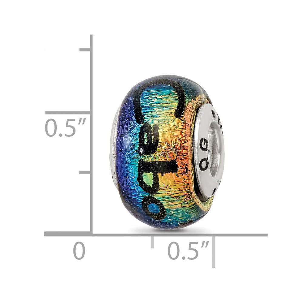 Alternate view of the Cabo & Palm Trees Dichroic Glass & Sterling Silver Bead Charm by The Black Bow Jewelry Co.