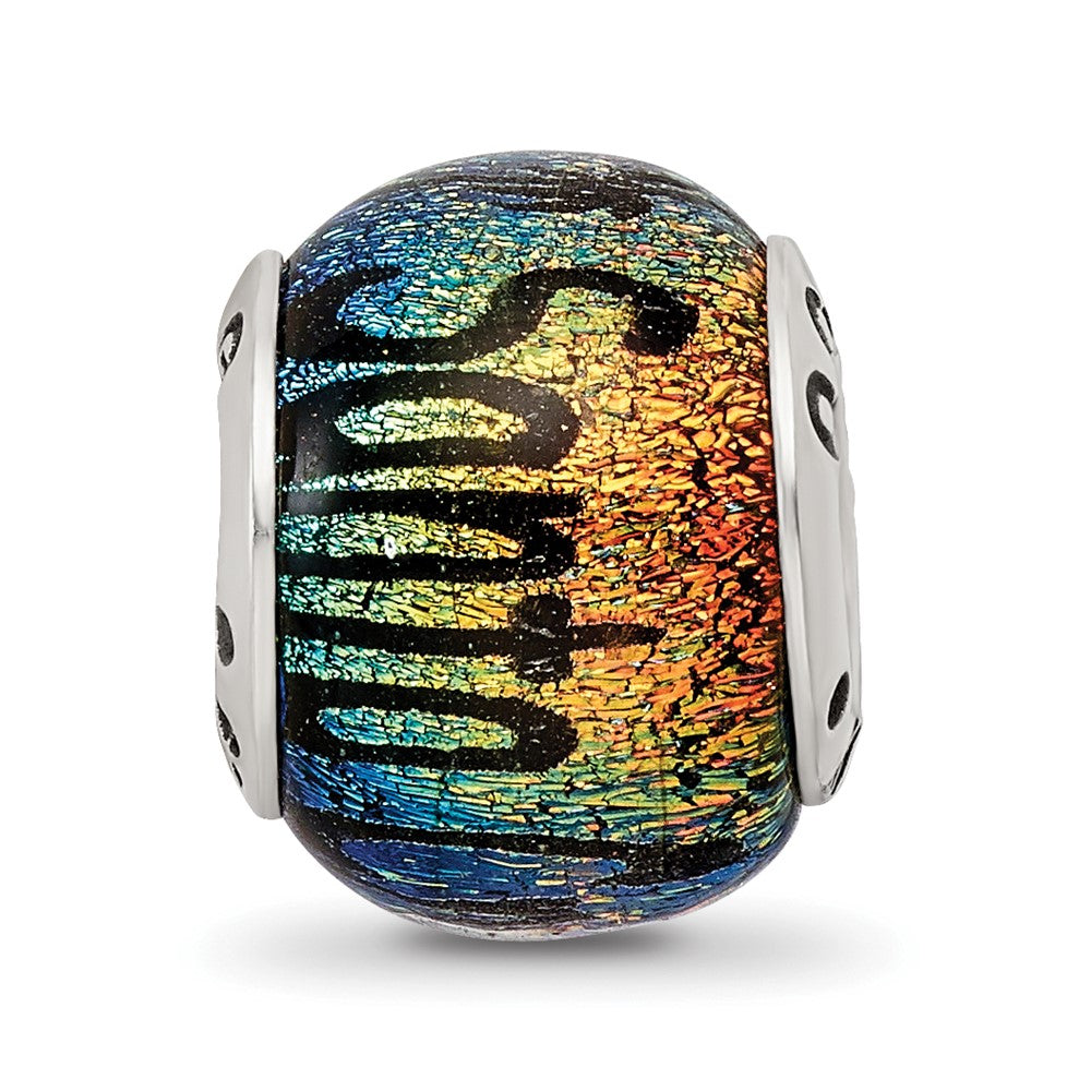 Alternate view of the Santa Cruz &amp; Palm Trees Dichroic Glass &amp; Sterling Silver Bead Charm by The Black Bow Jewelry Co.