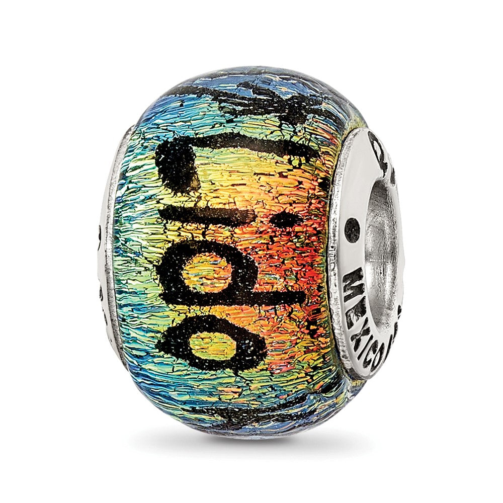 Lido Key &amp; Palm Trees Dichroic Glass &amp; Sterling Silver Bead Charm, Item B12407 by The Black Bow Jewelry Co.