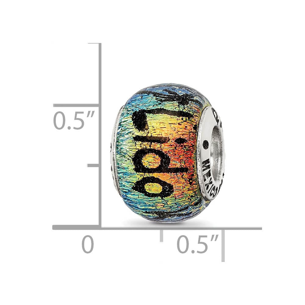 Alternate view of the Lido Key & Palm Trees Dichroic Glass & Sterling Silver Bead Charm by The Black Bow Jewelry Co.