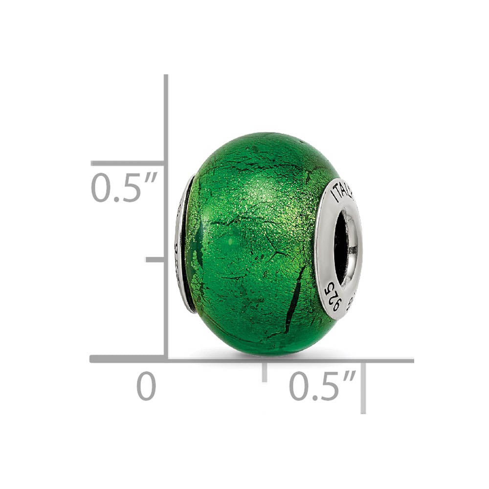 Alternate view of the Green Italian Murano Glass & Sterling Silver Bead Charm by The Black Bow Jewelry Co.