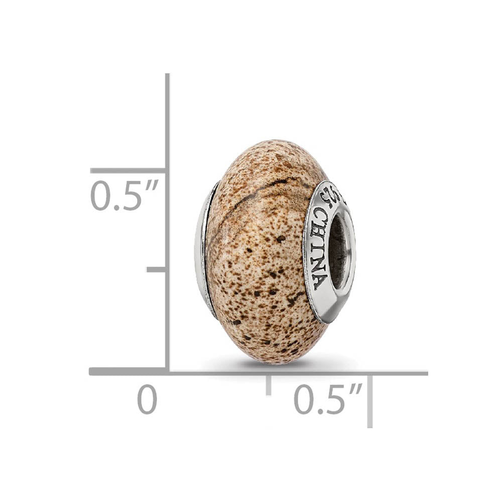 Alternate view of the Natural Picture Jasper & Sterling Silver Bead Charm by The Black Bow Jewelry Co.