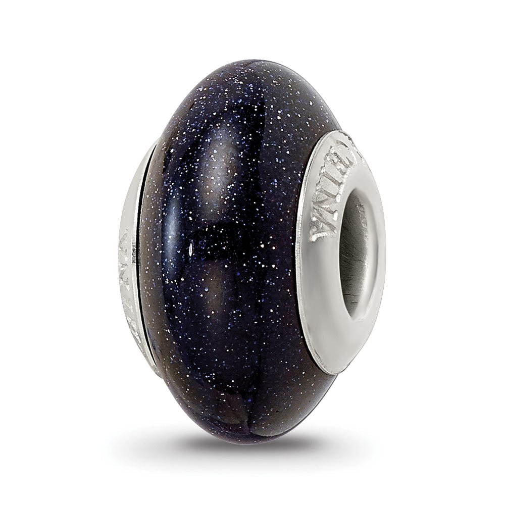 Natural Blue Sand Stone & Sterling Silver Bead Charm, Item B12463 by The Black Bow Jewelry Co.