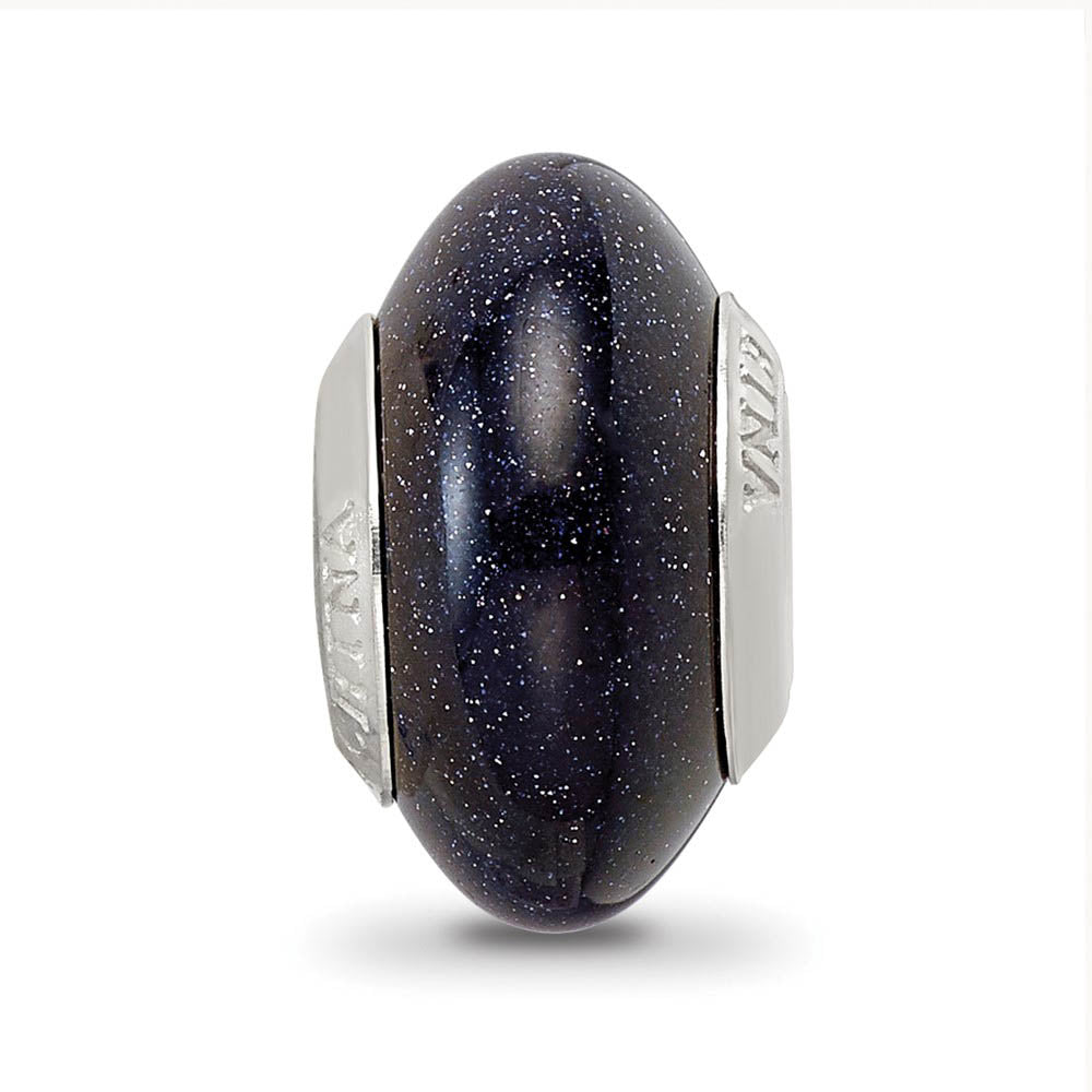 Alternate view of the Natural Blue Sand Stone & Sterling Silver Bead Charm by The Black Bow Jewelry Co.