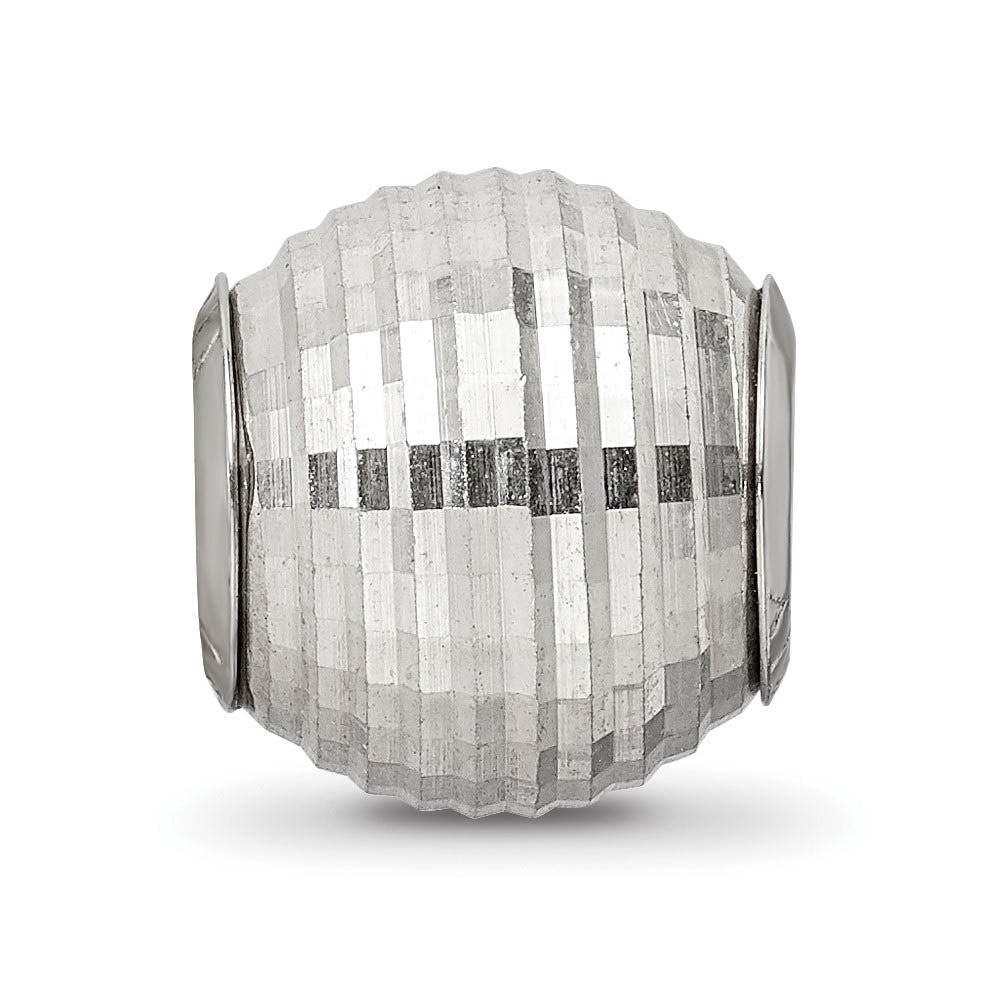 Alternate view of the Polished Diamond Cut Sterling Silver Bead Charm by The Black Bow Jewelry Co.