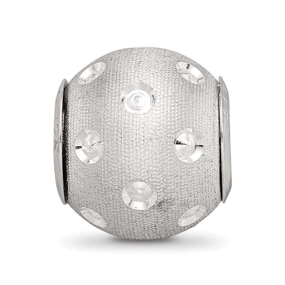 Alternate view of the Textured & Diamond Cut Spotted Sterling Silver Bead Charm by The Black Bow Jewelry Co.