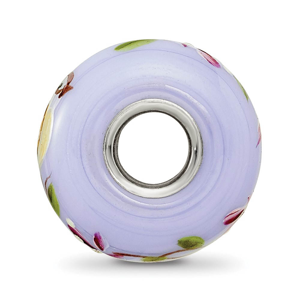 Alternate view of the Fenton Hand Painted Sparrow Glass & Sterling Silver Bead Charm by The Black Bow Jewelry Co.