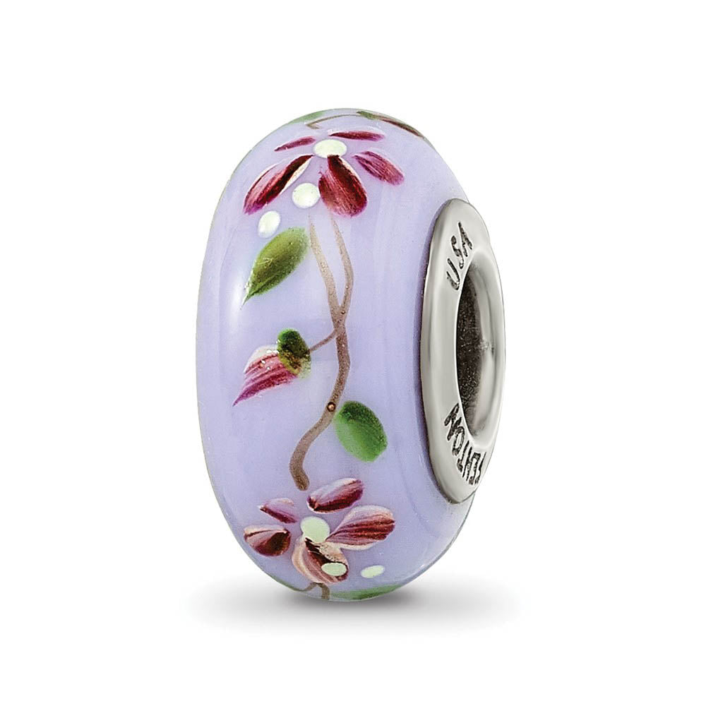 Alternate view of the Fenton Hand Painted Sparrow Glass & Sterling Silver Bead Charm by The Black Bow Jewelry Co.