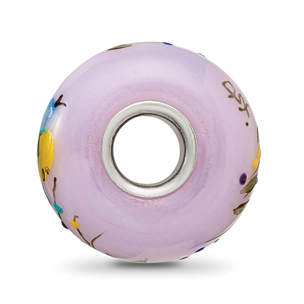 Alternate view of the Fenton Lilac TJ Bird Floral Glass & Sterling Silver Bead Charm by The Black Bow Jewelry Co.