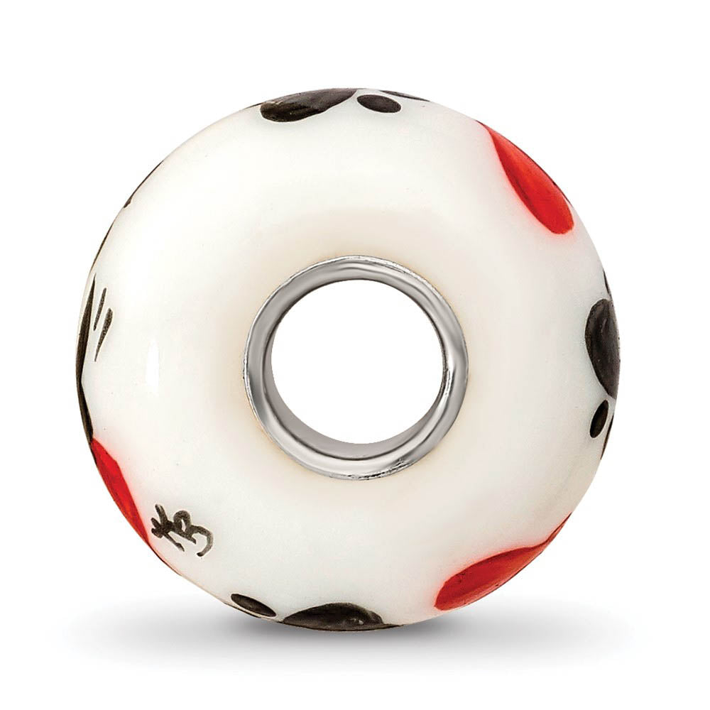 Alternate view of the Fenton White Muttley Dog Glass & Sterling Silver Bead Charm by The Black Bow Jewelry Co.