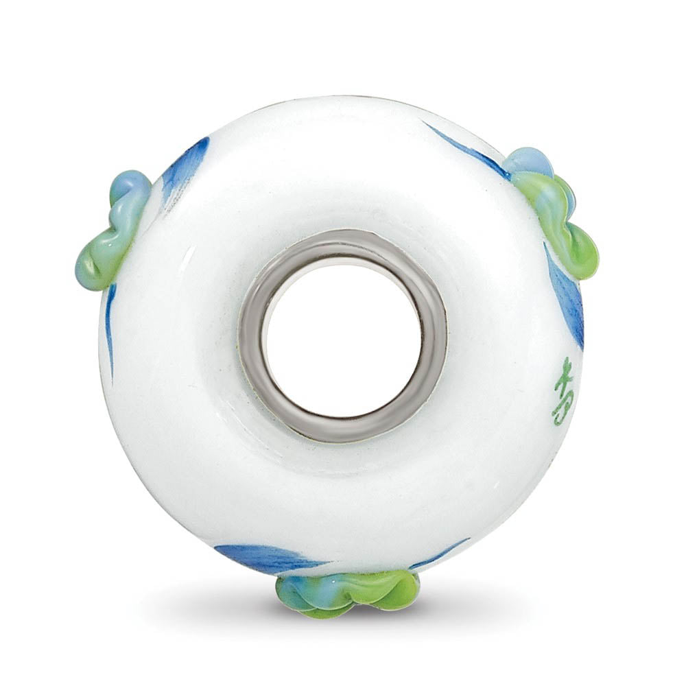 Alternate view of the Fenton Hand Painted Snails & Grapes Glass & Sterling Silver Bead Charm by The Black Bow Jewelry Co.