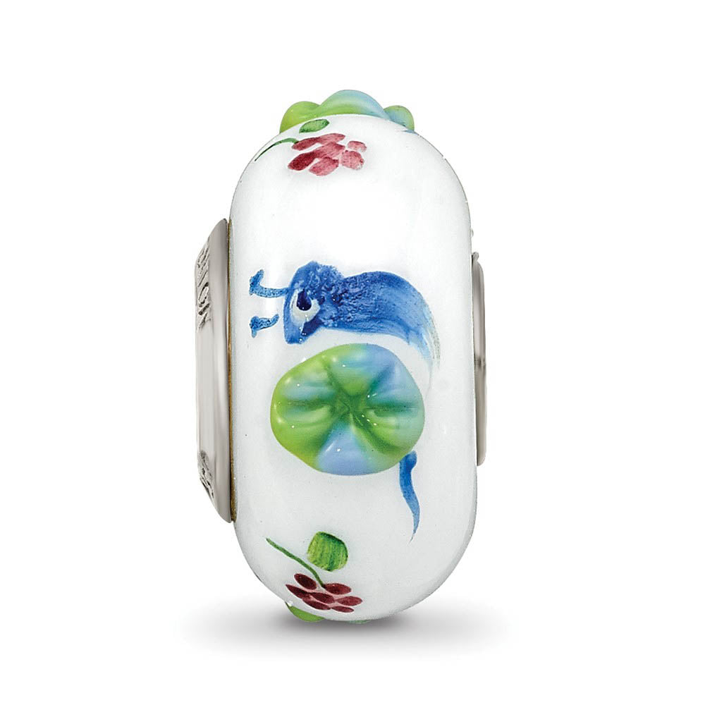 Alternate view of the Fenton Hand Painted Snails & Grapes Glass & Sterling Silver Bead Charm by The Black Bow Jewelry Co.