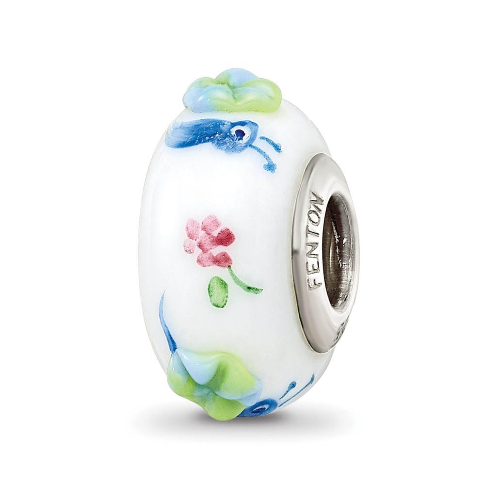 Alternate view of the Fenton Hand Painted Snails & Grapes Glass & Sterling Silver Bead Charm by The Black Bow Jewelry Co.