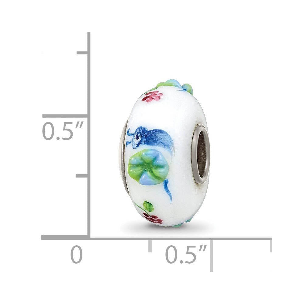 Alternate view of the Fenton Hand Painted Snails & Grapes Glass & Sterling Silver Bead Charm by The Black Bow Jewelry Co.