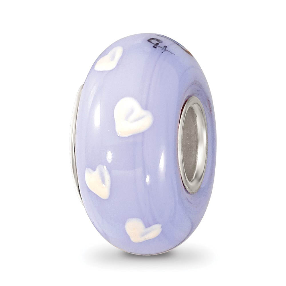 Alternate view of the Fenton Blue Hand Painted Penguin Glass & Sterling Silver Bead Charm by The Black Bow Jewelry Co.