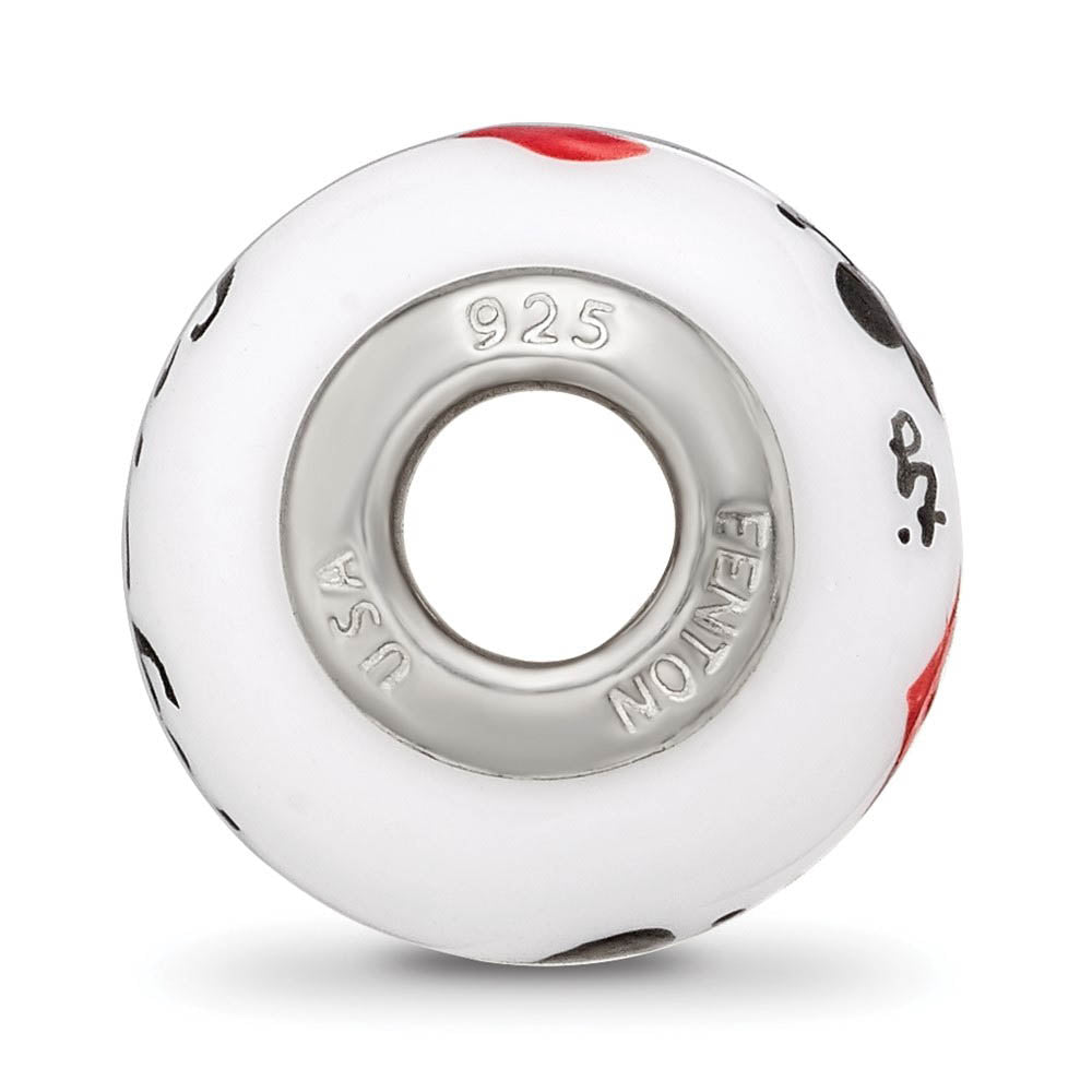 Alternate view of the Fenton White Lucky Suit Glass & Sterling Silver Bead Charm by The Black Bow Jewelry Co.