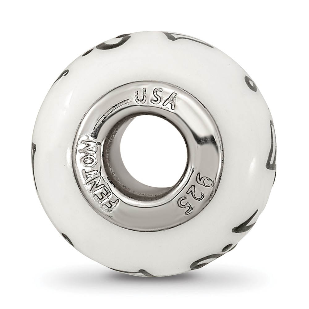 Alternate view of the Fenton White Music Notes Glass & Sterling Silver Bead Charm by The Black Bow Jewelry Co.