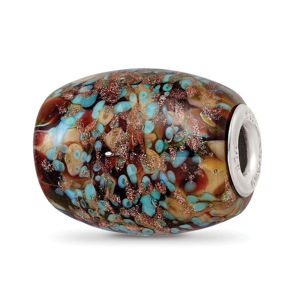 Fenton Multicolor Desert Sunset Glass & Sterling Silver Bead Charm, Item B12564 by The Black Bow Jewelry Co.