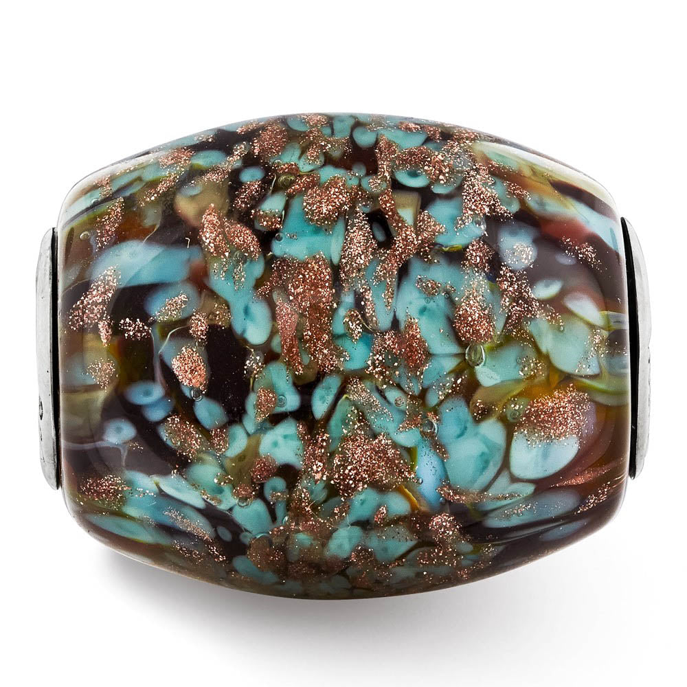 Alternate view of the Fenton Multicolor Desert Sunset Glass & Sterling Silver Bead Charm by The Black Bow Jewelry Co.