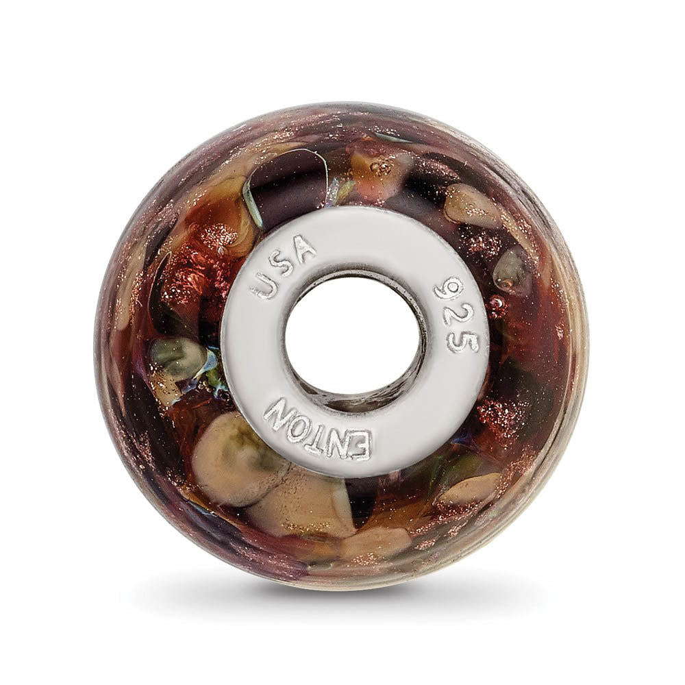 Alternate view of the Fenton Multicolor Calico Kitty Glass & Sterling Silver Bead Charm by The Black Bow Jewelry Co.