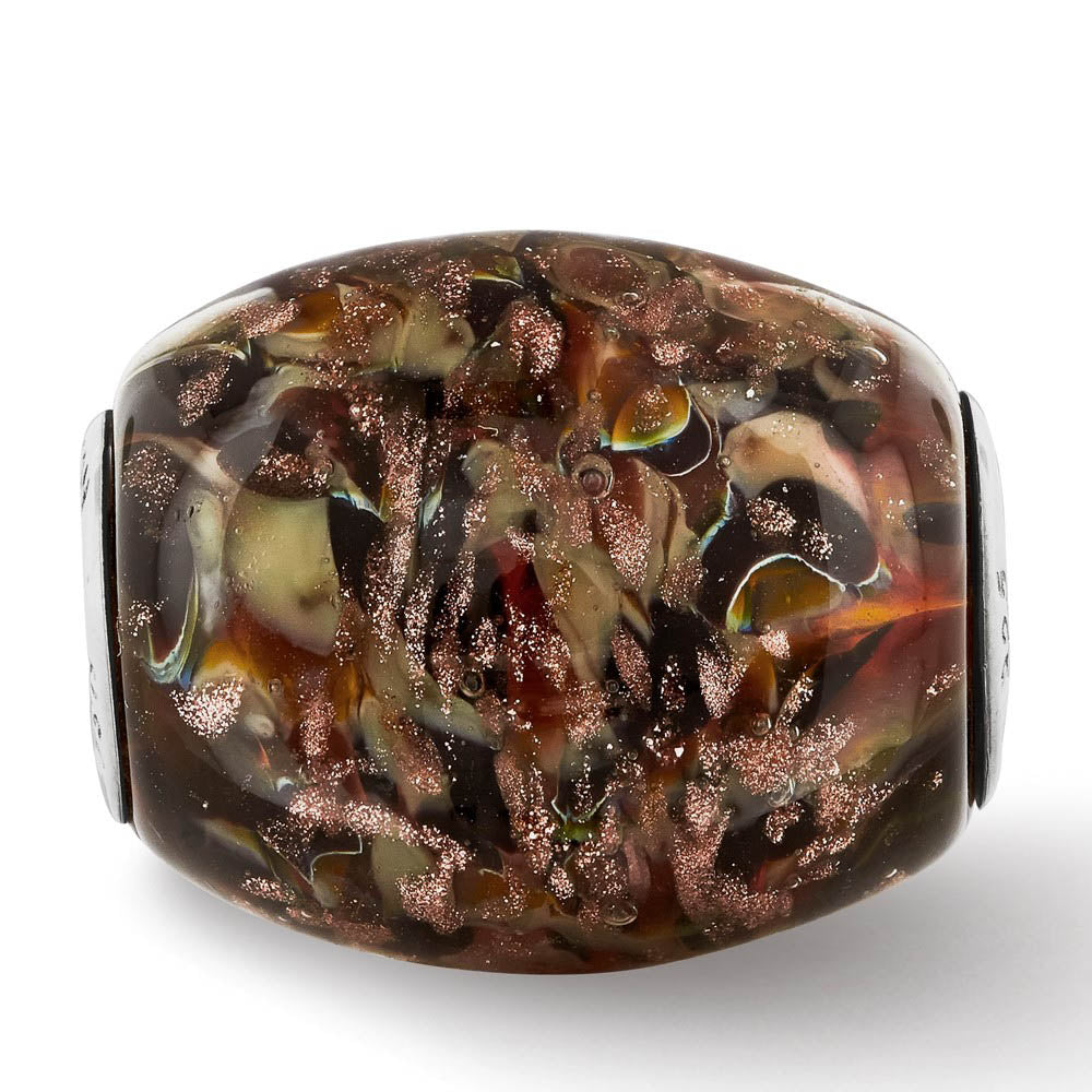 Alternate view of the Fenton Multicolor Calico Kitty Glass & Sterling Silver Bead Charm by The Black Bow Jewelry Co.