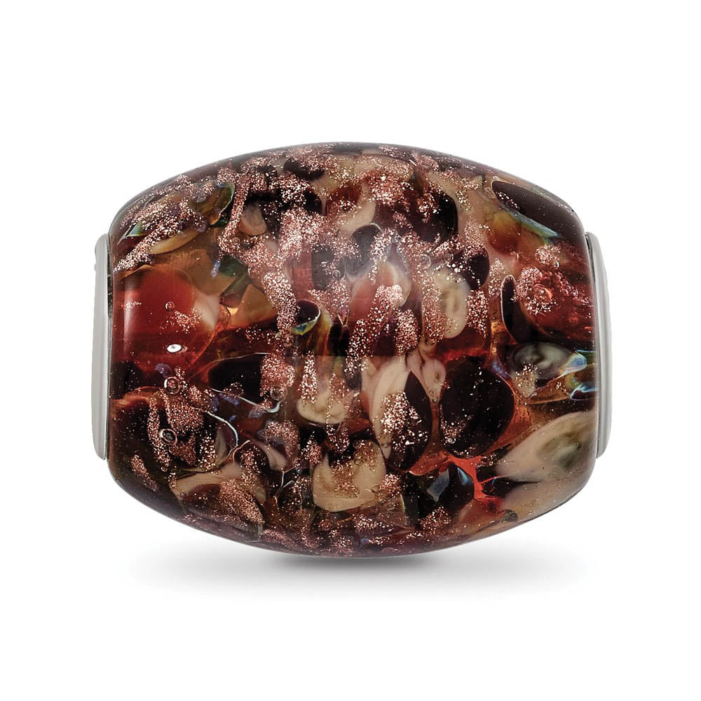 Alternate view of the Fenton Multicolor Calico Kitty Glass & Sterling Silver Bead Charm by The Black Bow Jewelry Co.