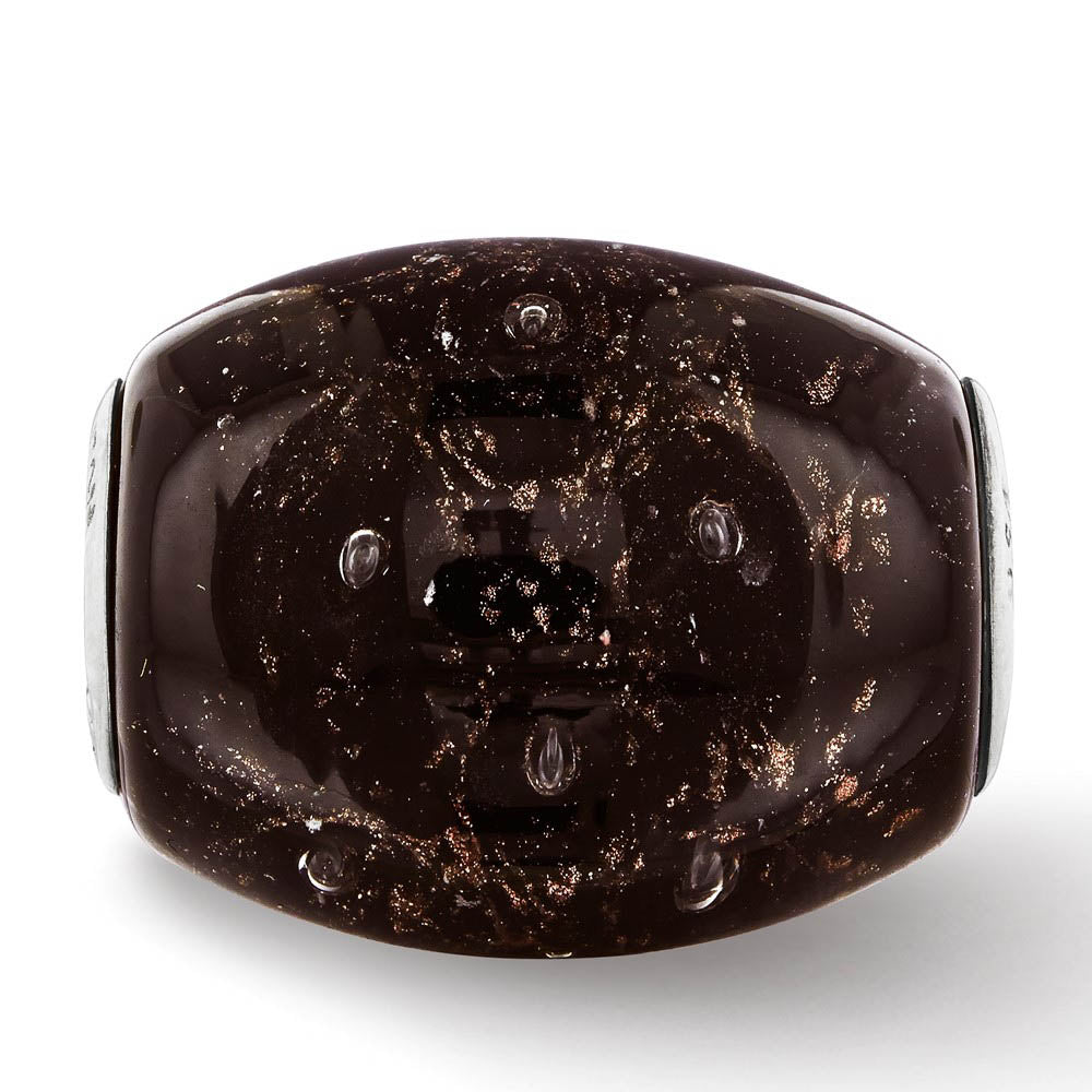 Alternate view of the Fenton Blk Midnight Illusion Glass & Sterling Silver Barrel Bead Charm by The Black Bow Jewelry Co.