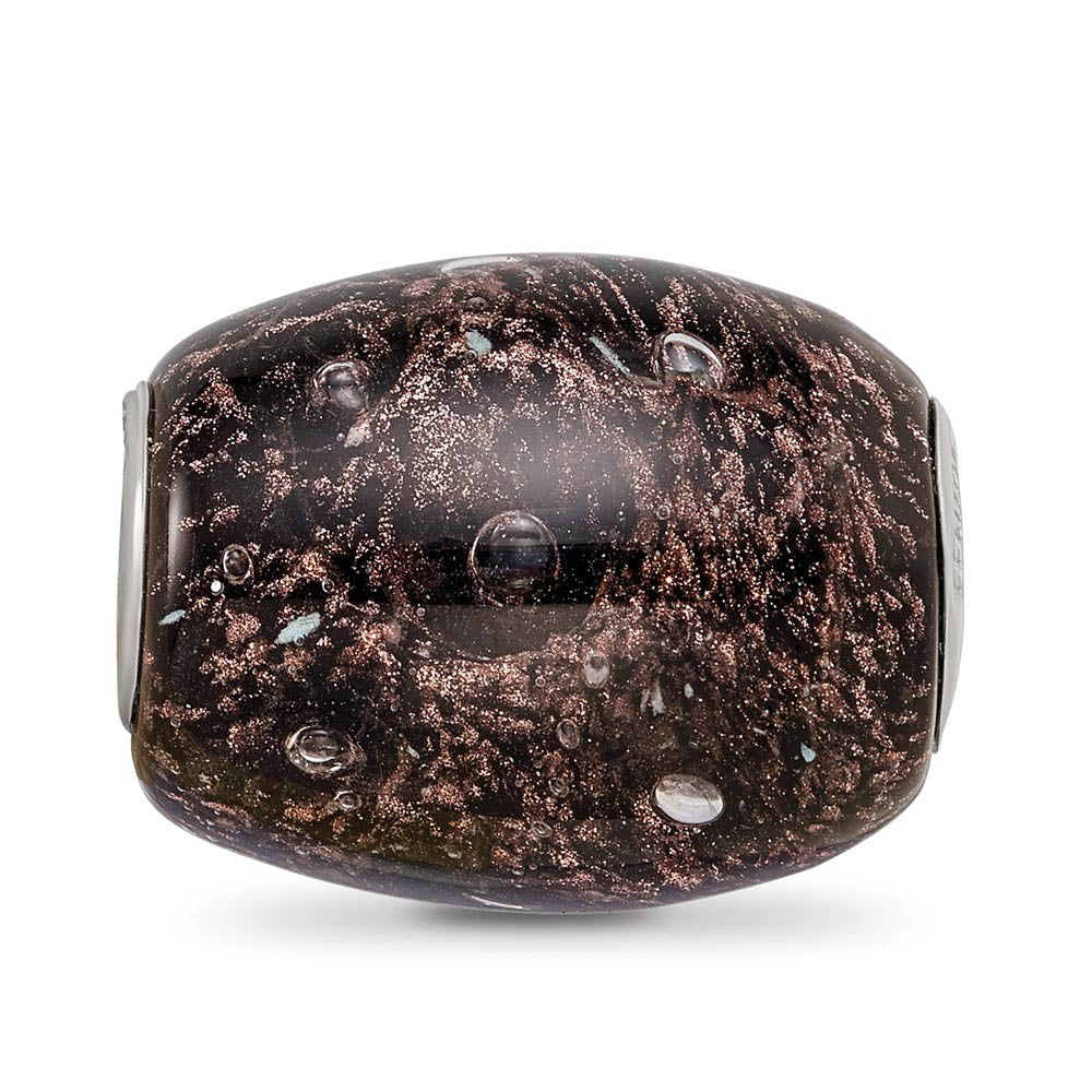 Alternate view of the Fenton Blk Midnight Illusion Glass & Sterling Silver Barrel Bead Charm by The Black Bow Jewelry Co.