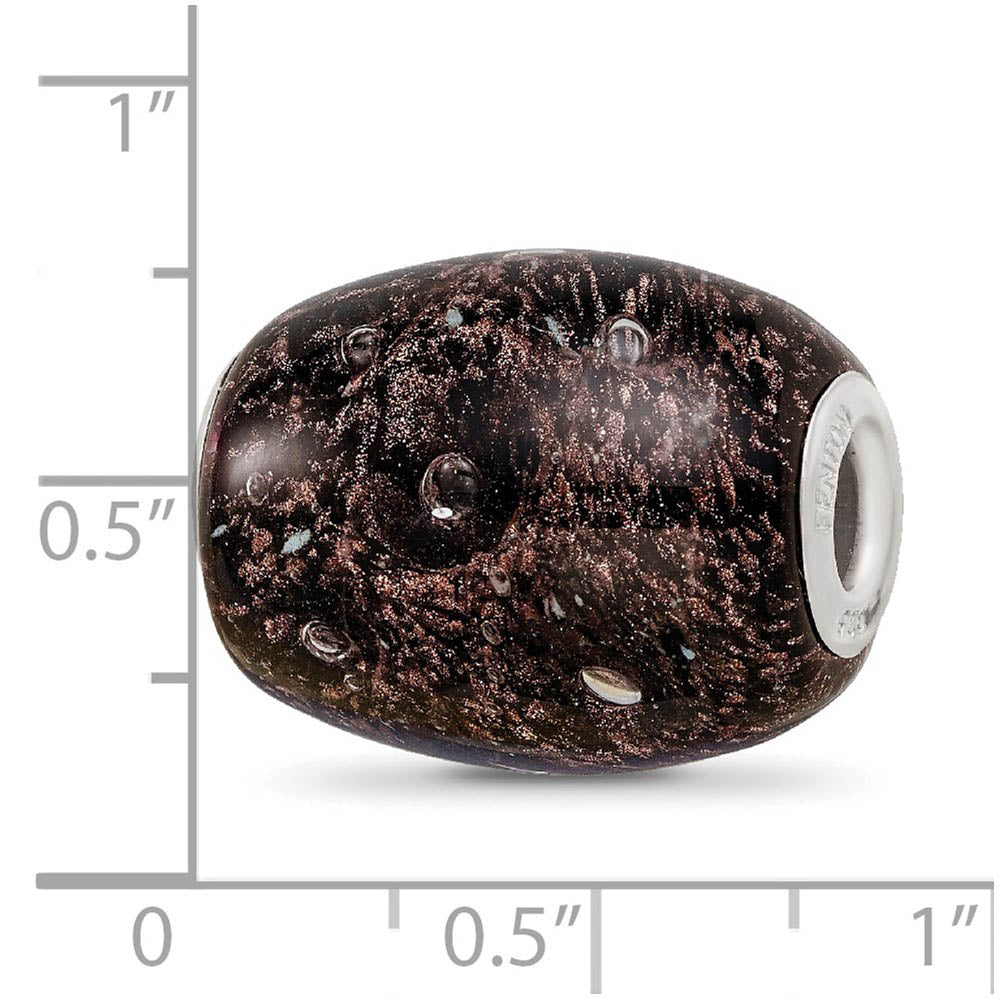 Alternate view of the Fenton Blk Midnight Illusion Glass & Sterling Silver Barrel Bead Charm by The Black Bow Jewelry Co.