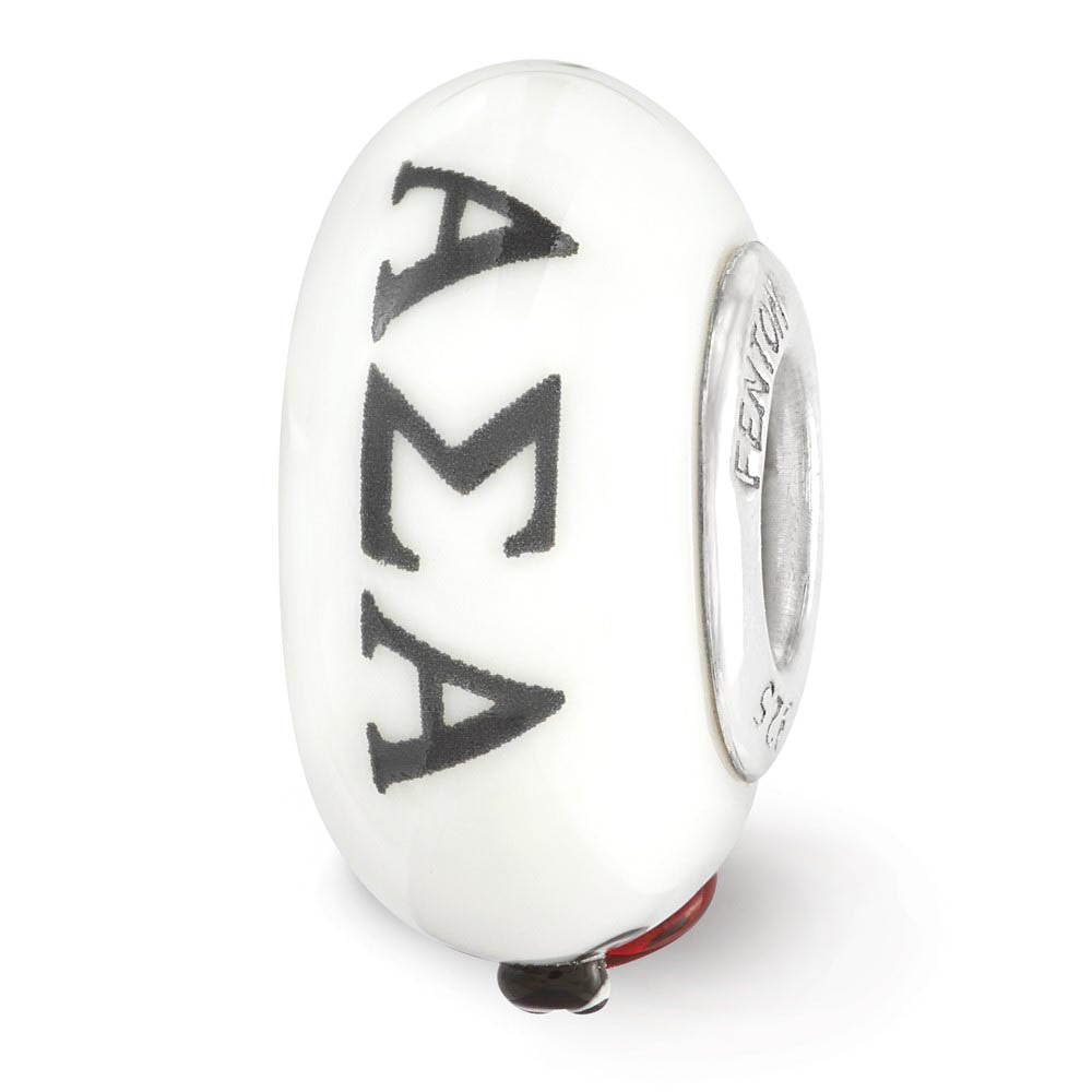Fenton Alpha Sigma Alpha Glass & Sterling Silver Bead Charm, Item B12579 by The Black Bow Jewelry Co.