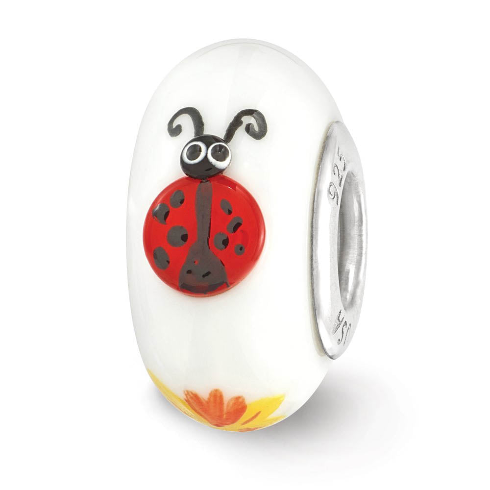 Alternate view of the Fenton Alpha Sigma Alpha Glass & Sterling Silver Bead Charm by The Black Bow Jewelry Co.