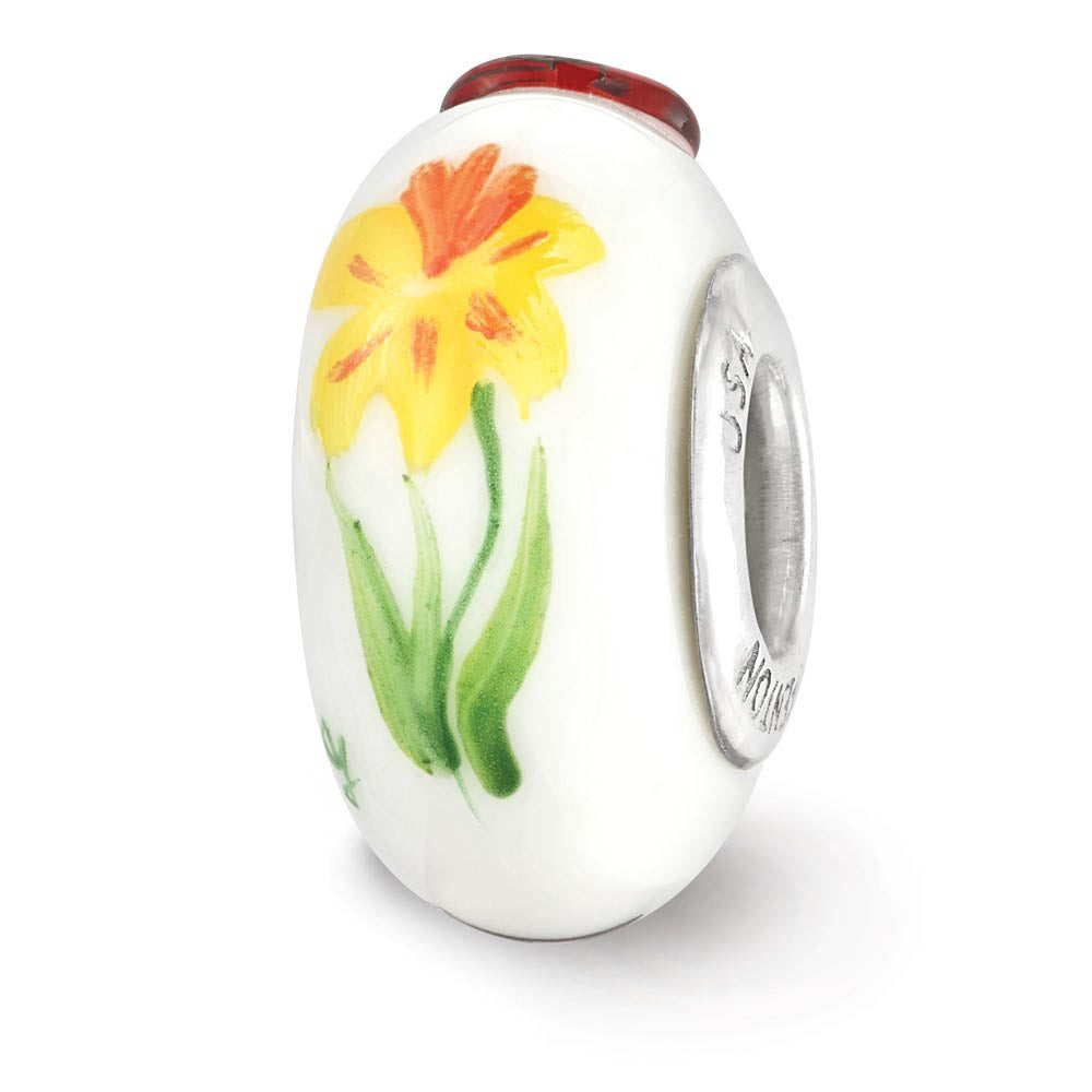 Alternate view of the Fenton Alpha Sigma Alpha Glass & Sterling Silver Bead Charm by The Black Bow Jewelry Co.