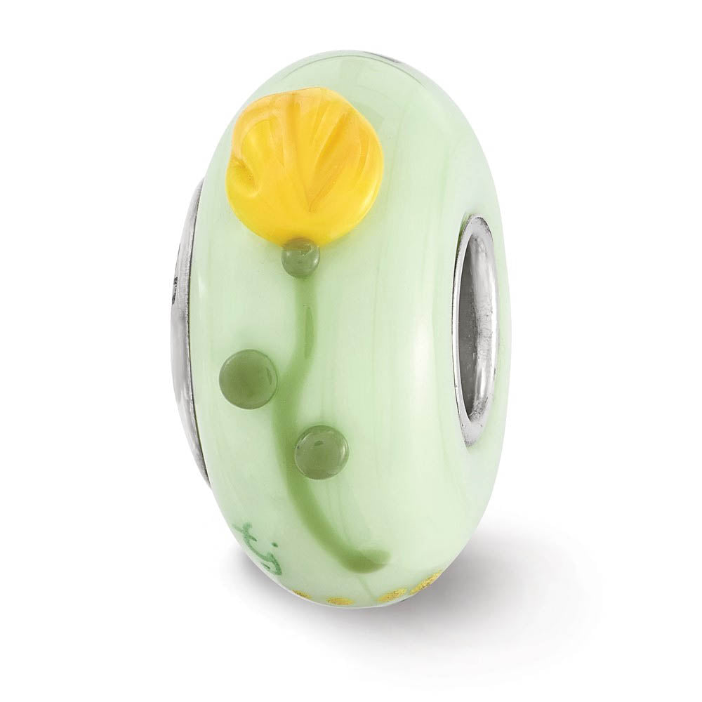 Alternate view of the Fenton Hand Painted Alpha Sigma Tau Glass & Sterling Silver Bead Charm by The Black Bow Jewelry Co.