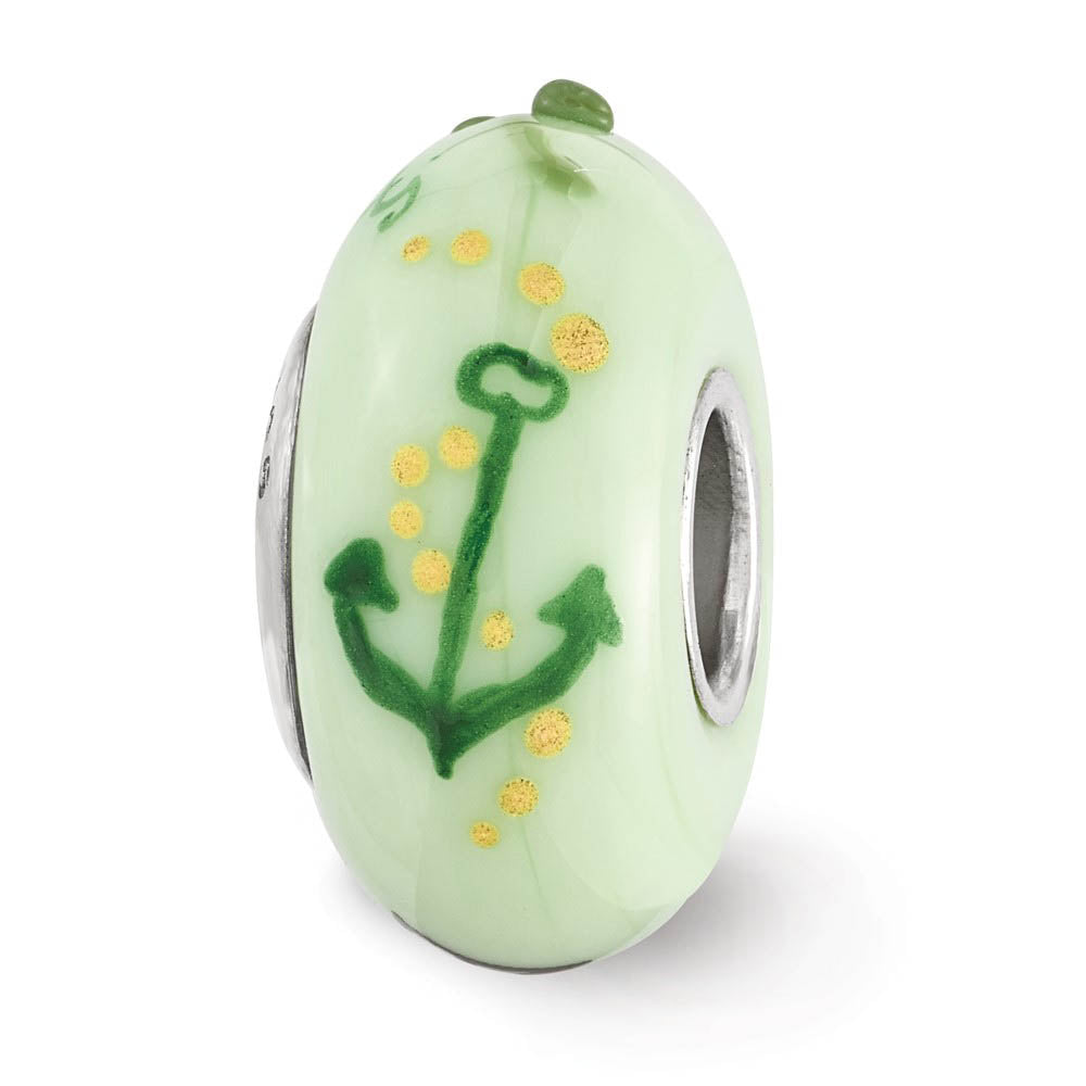 Alternate view of the Fenton Hand Painted Alpha Sigma Tau Glass & Sterling Silver Bead Charm by The Black Bow Jewelry Co.