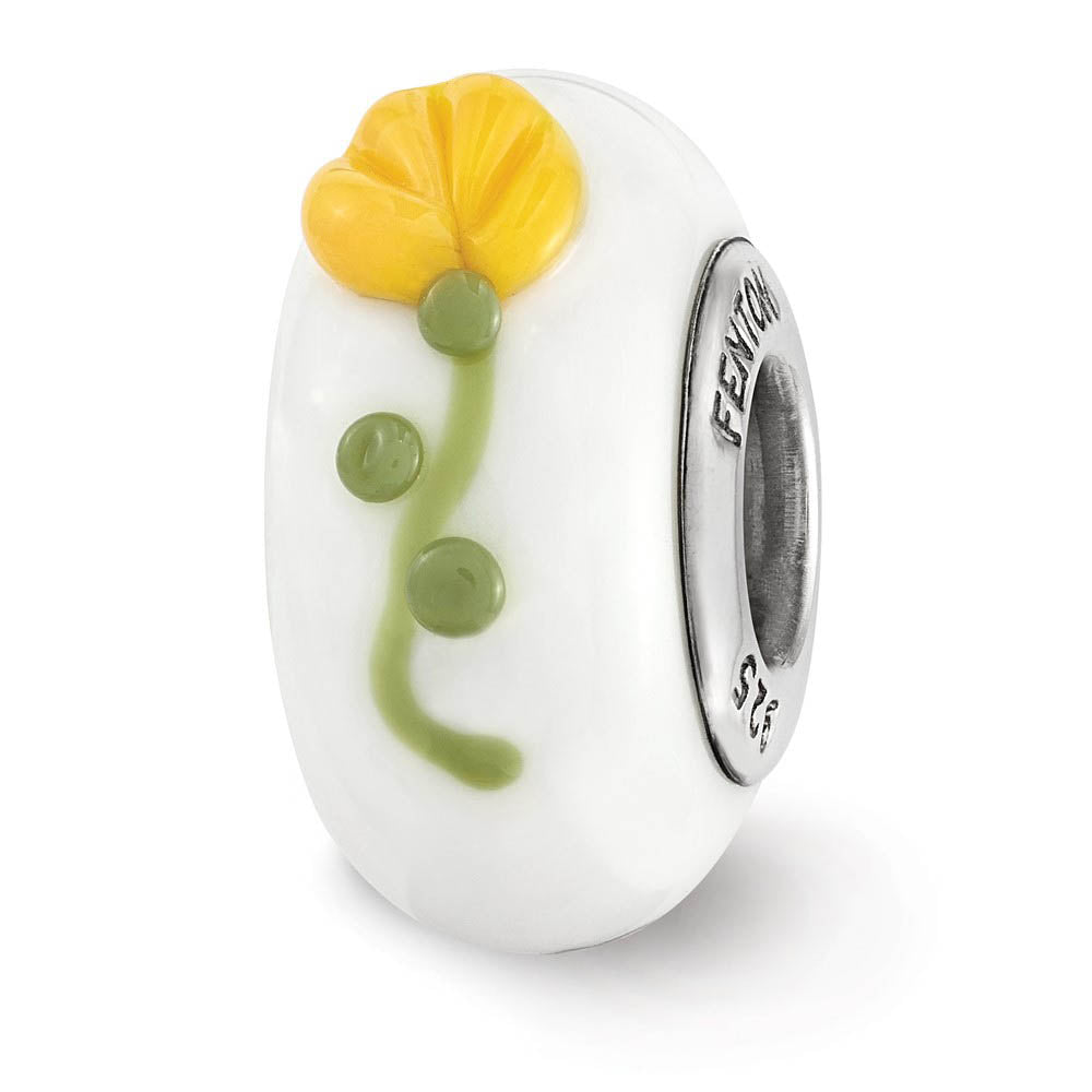 Alternate view of the Fenton Hand Painted Phi Sigma Sigma Glass & Sterling Silver Bead Charm by The Black Bow Jewelry Co.