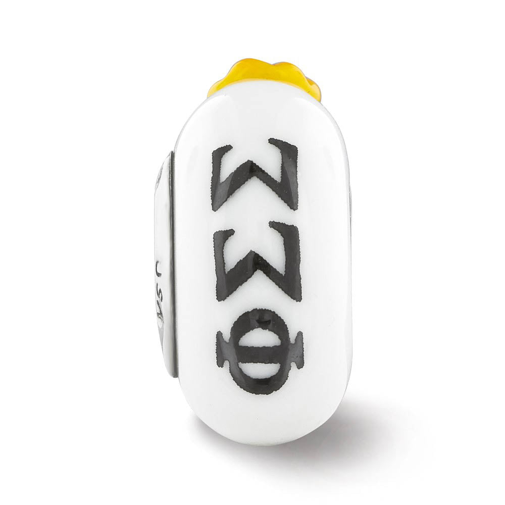 Alternate view of the Fenton Hand Painted Phi Sigma Sigma Glass & Sterling Silver Bead Charm by The Black Bow Jewelry Co.