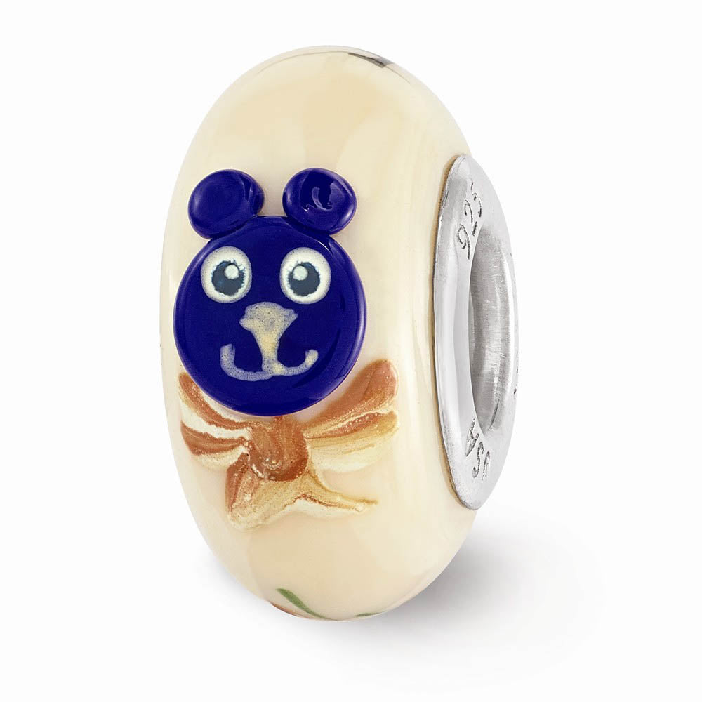 Alternate view of the Fenton Hand Painted Sigma Delta Tau Glass &amp; Sterling Silver Bead Charm by The Black Bow Jewelry Co.