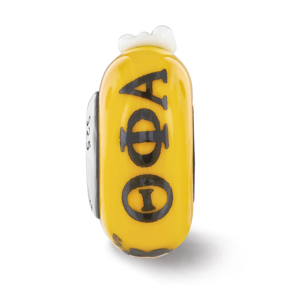 Alternate view of the Fenton Hand Painted Theta Phi Alpha Glass & Sterling Silver Bead Charm by The Black Bow Jewelry Co.