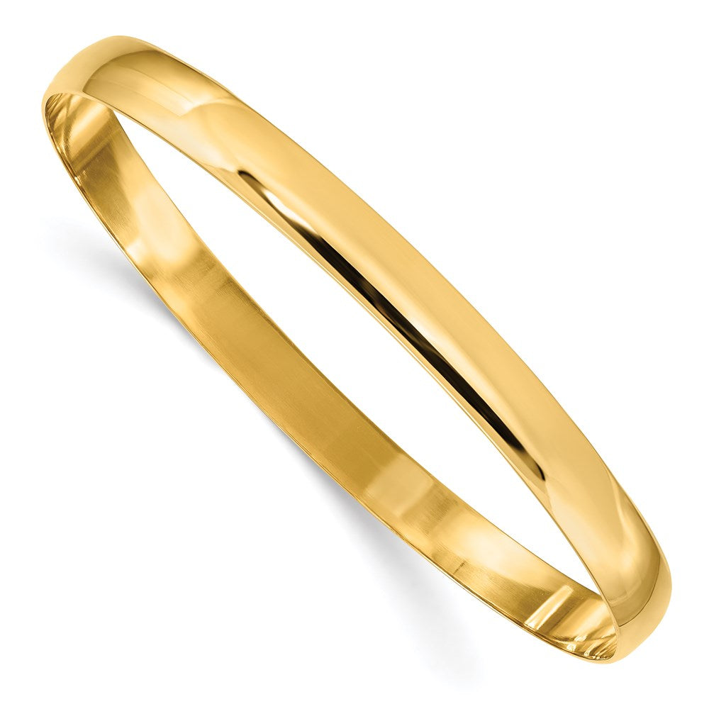 6mm 14k Yellow Gold Polished Half Round Solid Bangle Bracelet, Item B12599 by The Black Bow Jewelry Co.