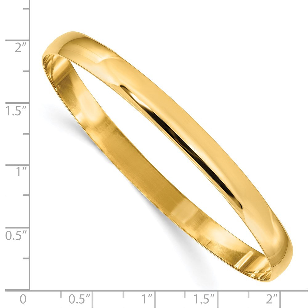 Alternate view of the 6mm 14k Yellow Gold Polished Half Round Solid Bangle Bracelet by The Black Bow Jewelry Co.