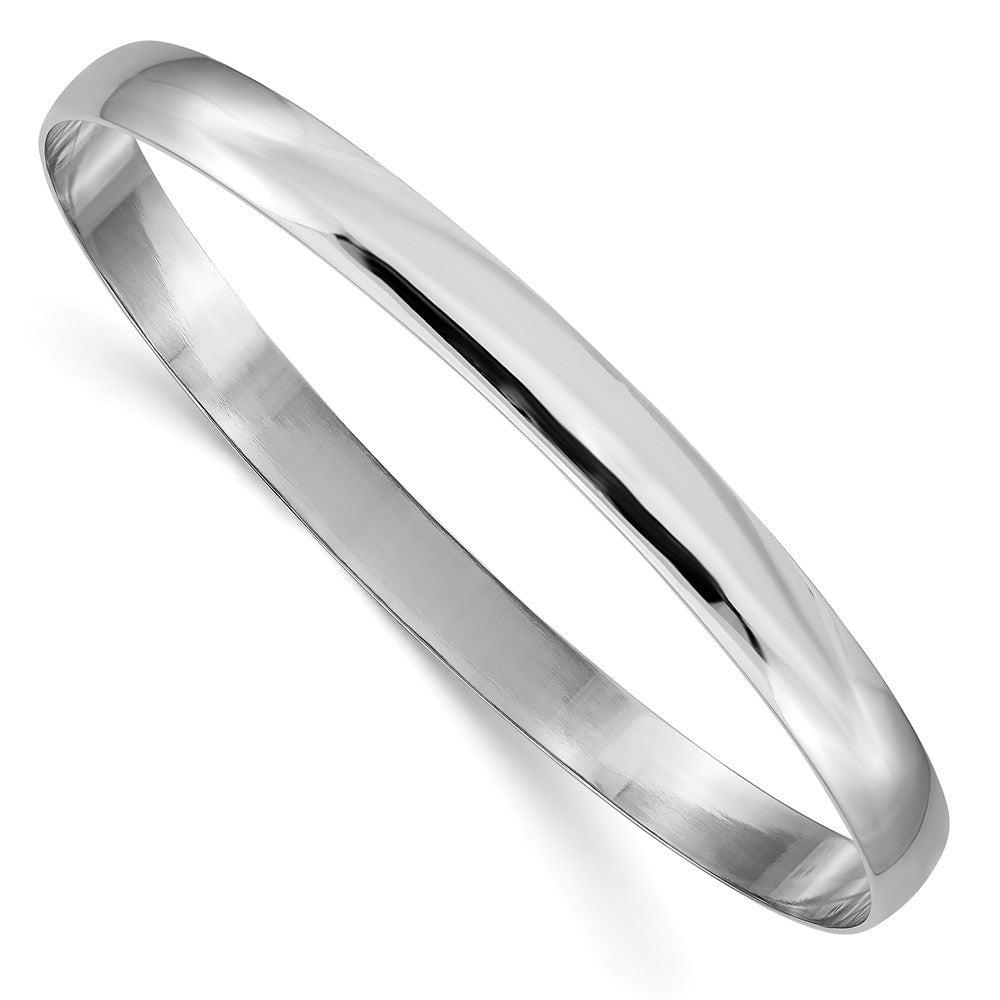 6mm 14k White Gold Polished Half Round Solid Bangle Bracelet, Item B12600 by The Black Bow Jewelry Co.