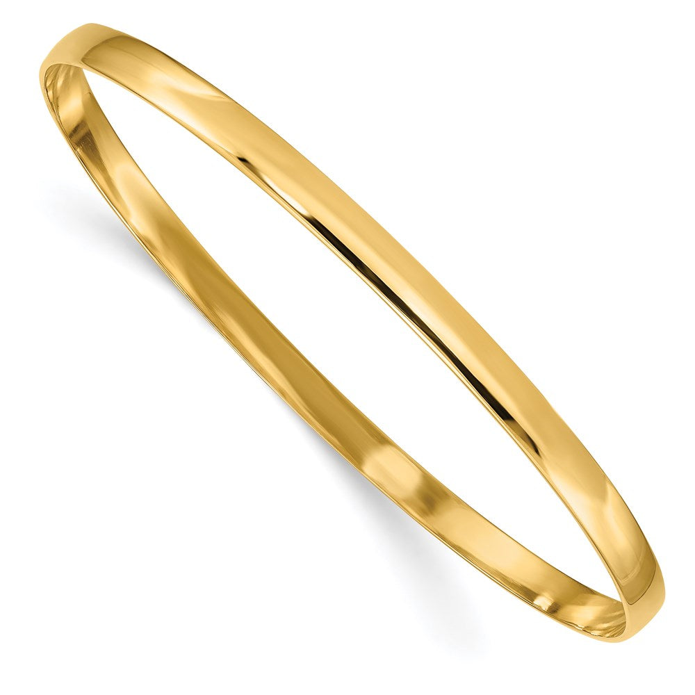 4mm 14k Yellow Gold Polished Half Round Solid Bangle Bracelet, Item B12601 by The Black Bow Jewelry Co.